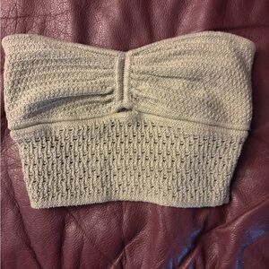 Elegant Beige Knit Tube Top